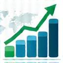 Icono de análisis de mercado con un gráfico y un mapa